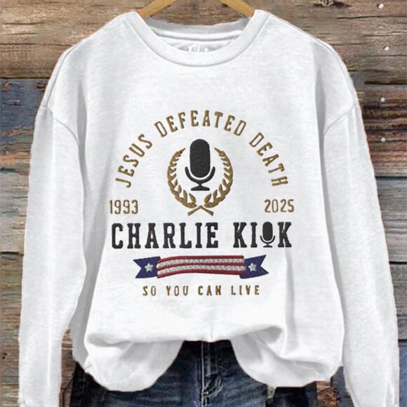 Women's Jesus Defeated Death So You Can Live R.I.P Charlie Kirk Sweatshirt - Picture 1 of 2